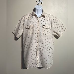 Off-white XL Howler Brothers pearl snap with built in sunglasses cleaner.